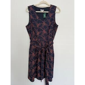 NWT LL Bean Signature Sleeveless Dress Size 14 Fit & Flare Aztec‎ Boho
